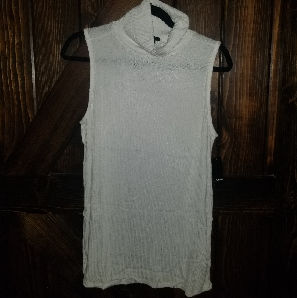 White Rib Turtleneck Tank